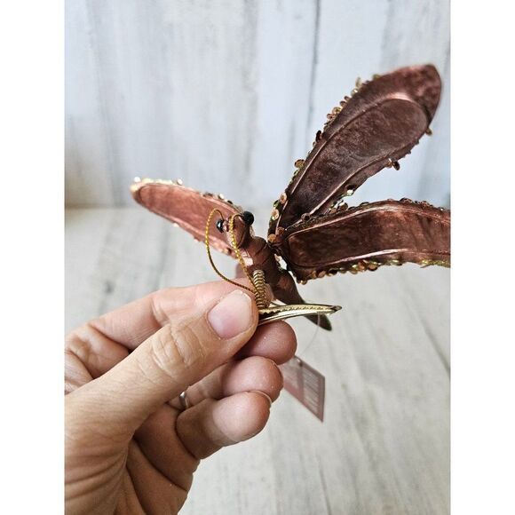 St Nicholas square dragonfly clip ornament copper insect glitter unique Xmas tre - Picture 5 of 8